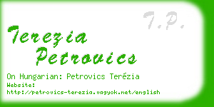 terezia petrovics business card